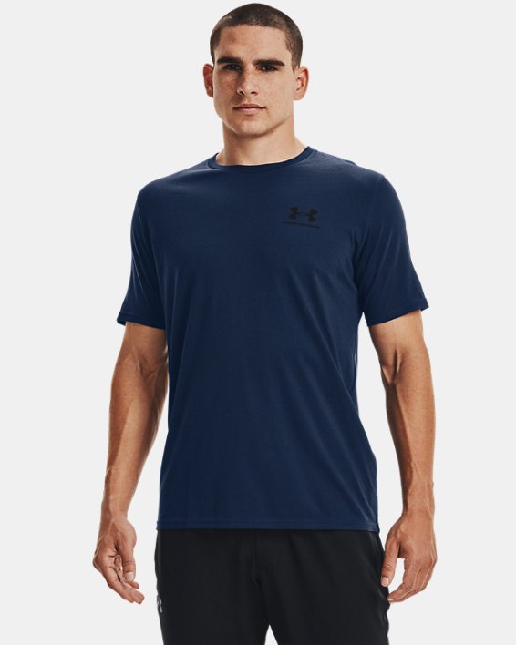 Men's UA Sportstyle Left Chest Short Sleeve Shirt, Navy, pdpMainDesktop image number 1